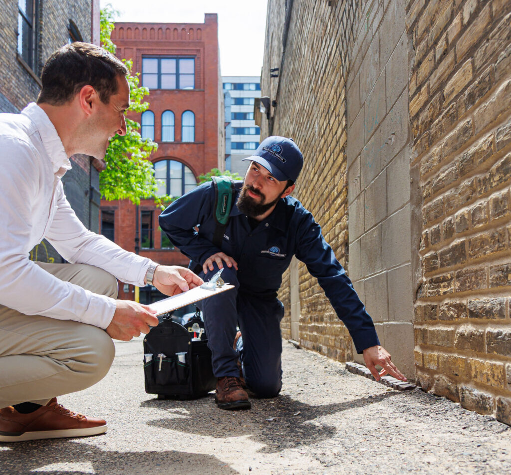 A technician talking to someone
